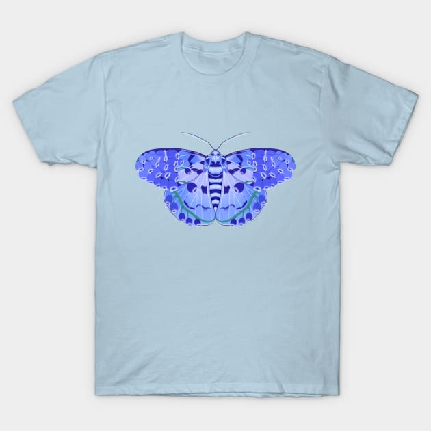 Hyacinth Tiger Moth T-Shirt by ChromaChamelea